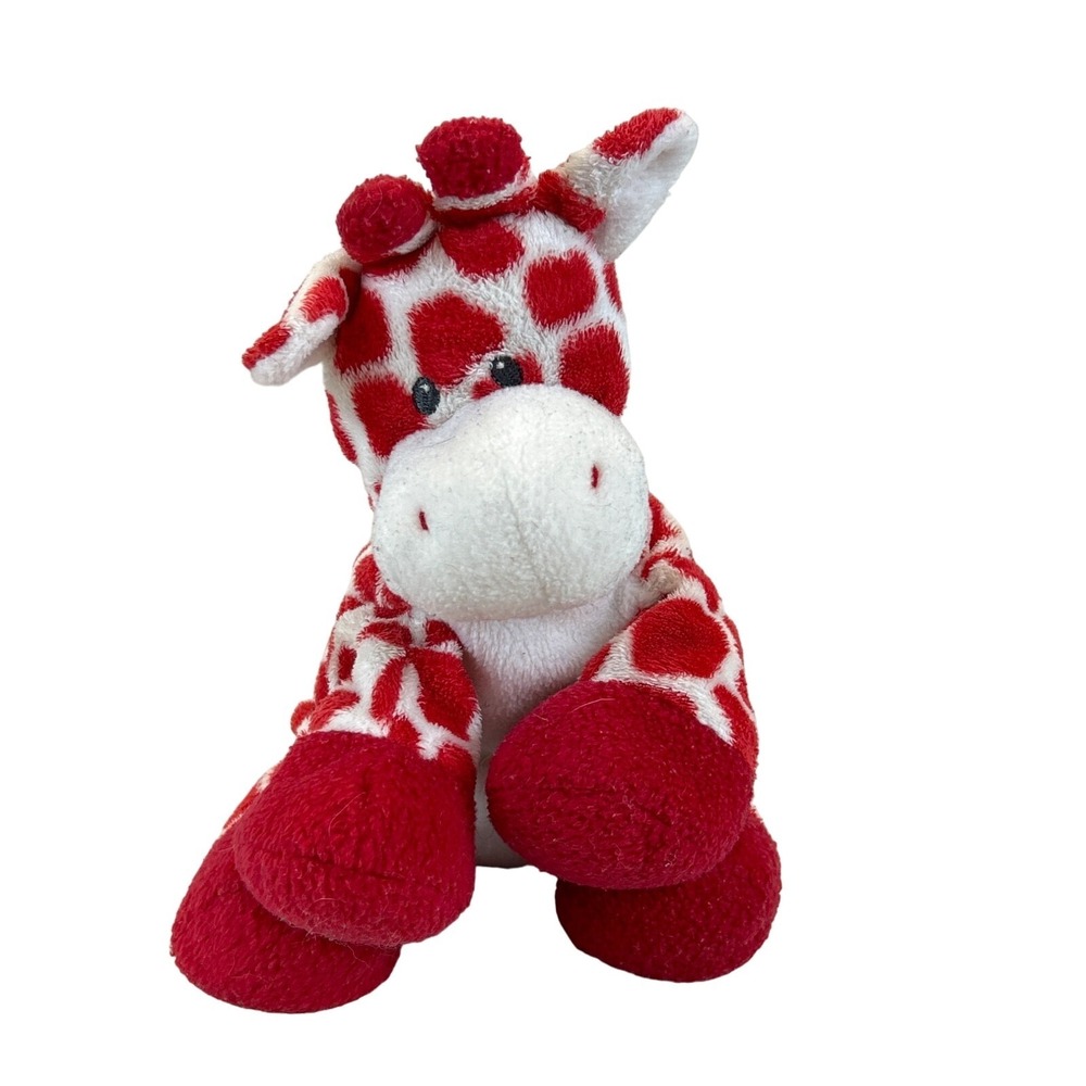 TY‎ Pluffies Kisser Giraffe Plush Red White Beanie Baby 2007 Tylux